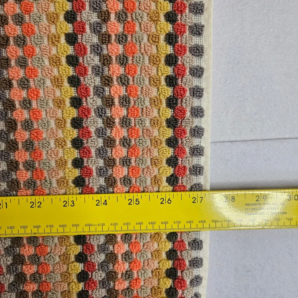 World Market Cotton Bath Towel Striped Dot Texture Fringe Orange Yellow 28x54